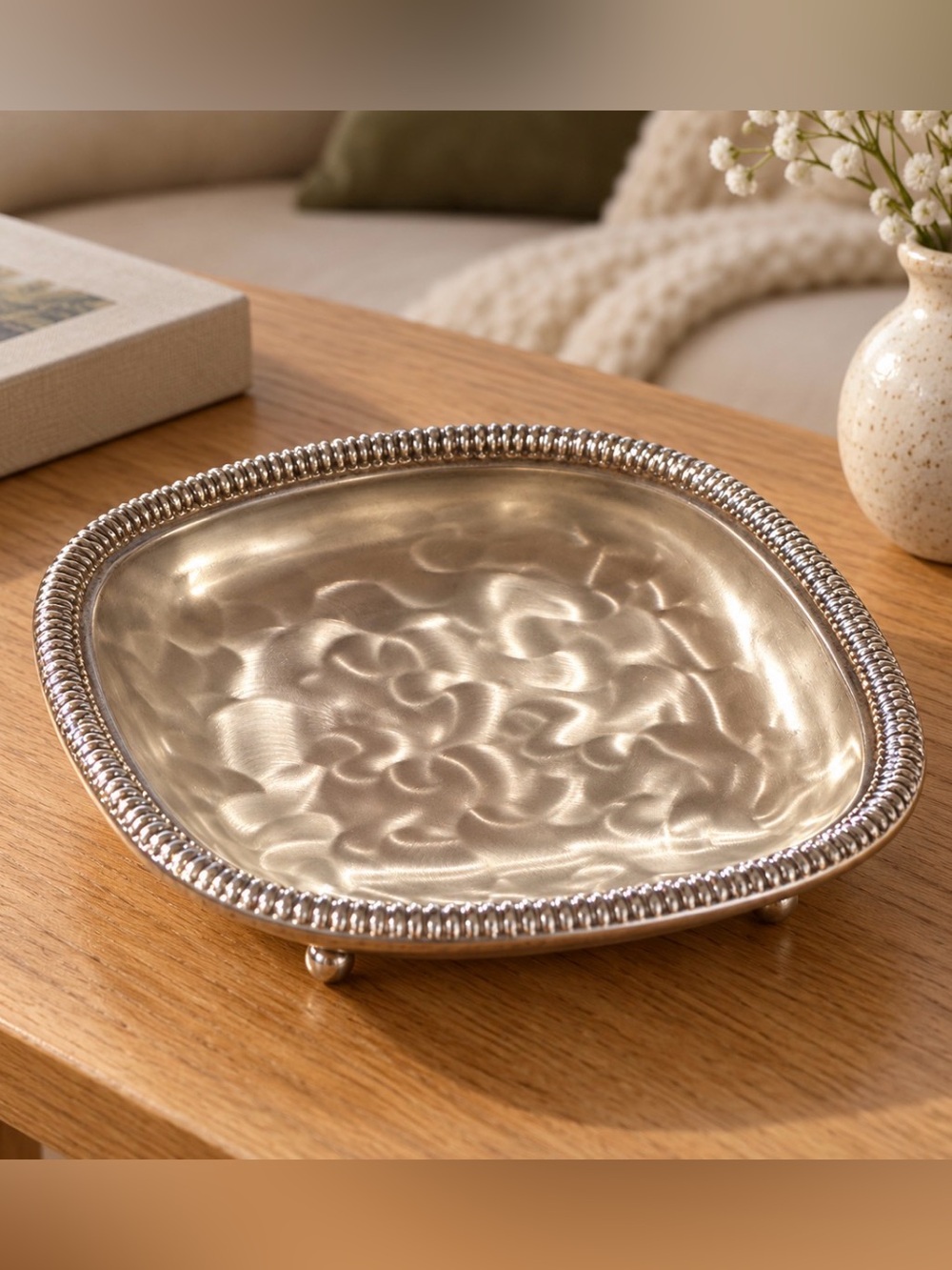 Vintage WMF IKORA 6283 Silverplated Square Footed Dish Swirl Finish 5.5"